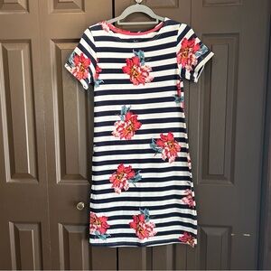 Joules Navy Striped Dress with Pink Floral